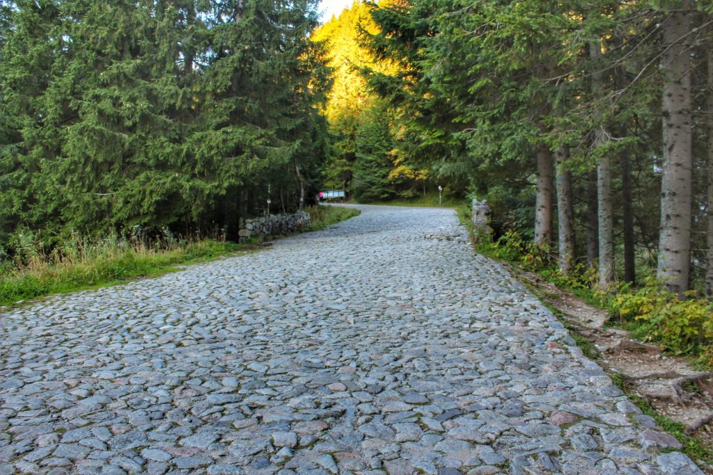 Brukowana, szeroka droga - Tatrzański Park Narodowy