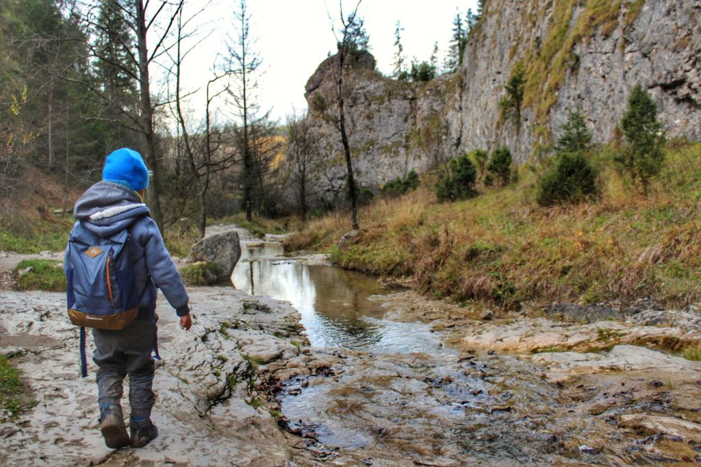 Wąwóz Homole, dziecko stojące nad brzegiem potoku