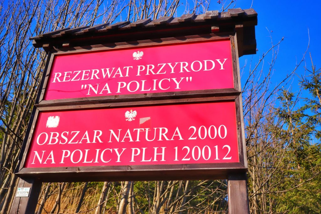 Czerwone tablice Rezerwat Przyrody na Policy oraz Obszar Natura 2000