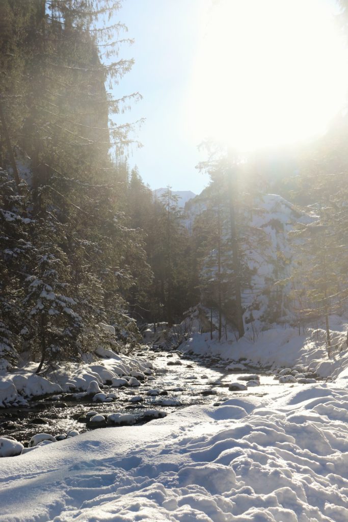 Kościeliski Potok w zimowej odsłonie, słoneczny dzień