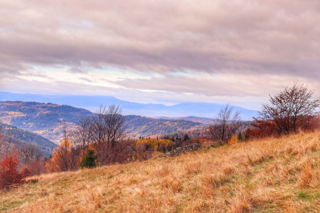 Koszarawa, krajobraz górski, jesienna pora