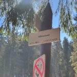 Biała tabliczka z napisem WIKTORÓWKI - 1150 m n.p.m. słoneczny dzień