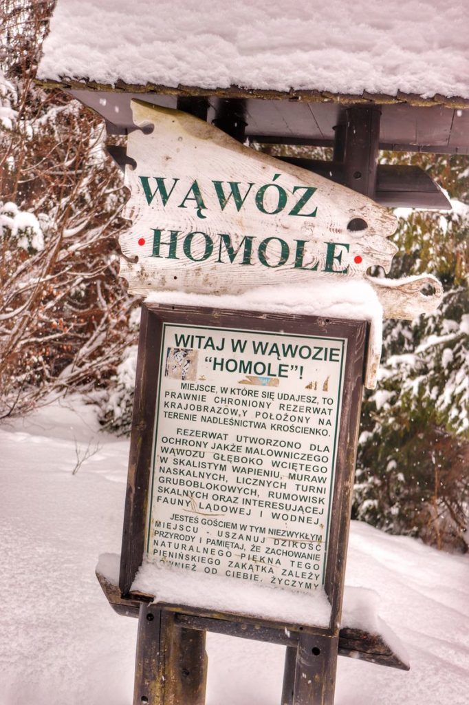 Tablica w Pienińskim Parku Narodowym - Witaj w Wąwozie Homole