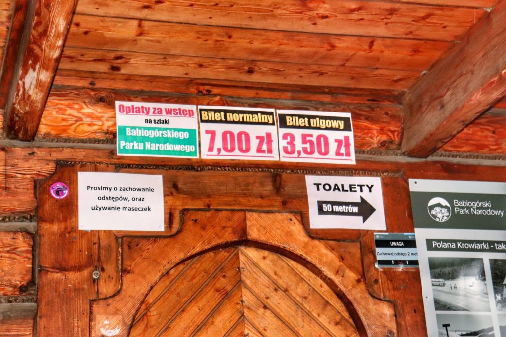 Ceny obowiązujące w Babiogórskim Parku Narodowym, kasa parku