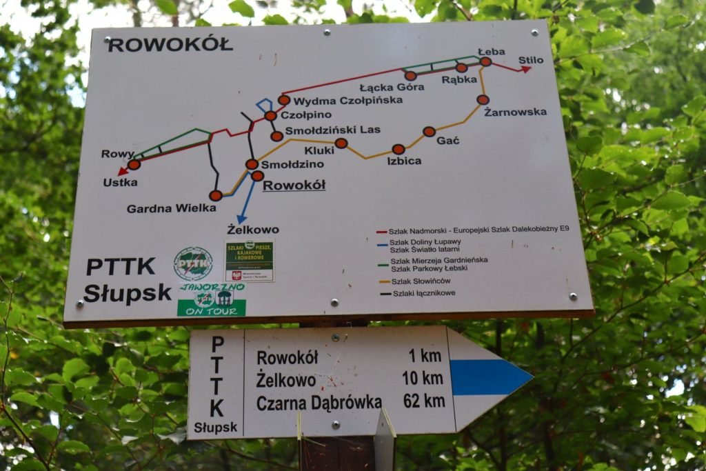 Tablica, mapka Rowokół, PTTK Słupsk - szlak niebieski na Rowokół