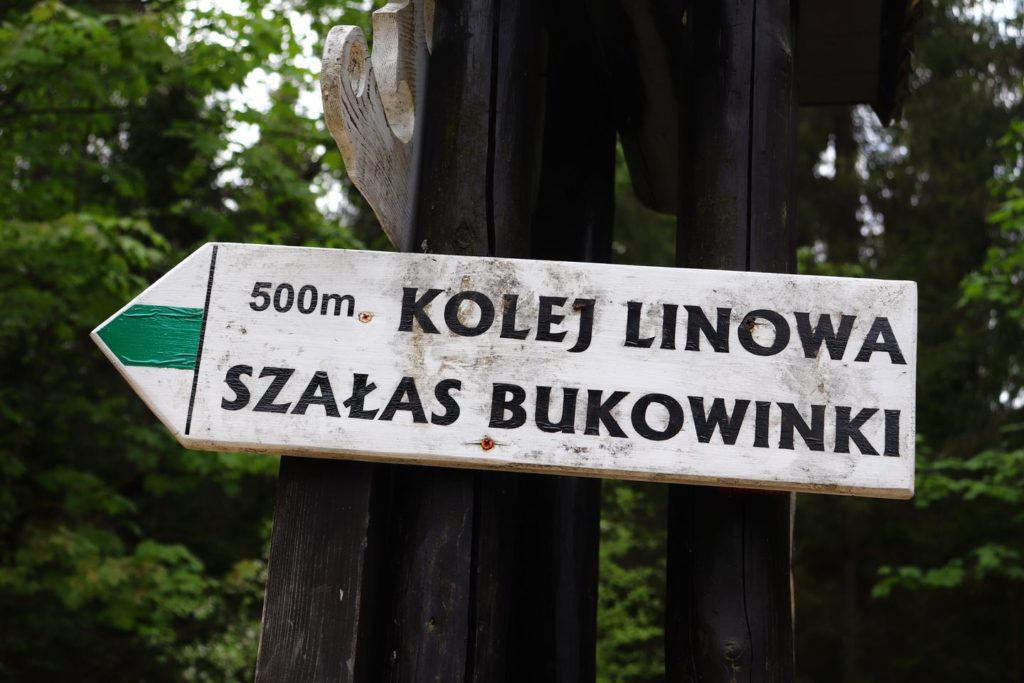 Wąwóz Homole, Kolej linowa szałas Bukowinki 500 metrów zielony szlak