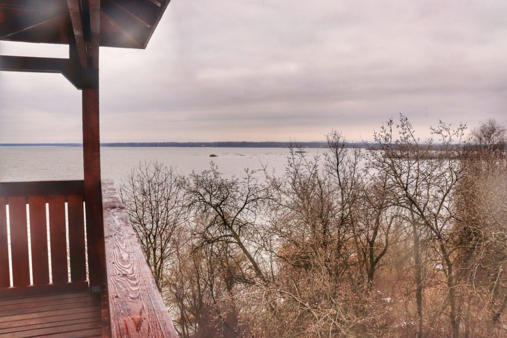 Widok na Jezioro Goczałkowickie rozciągający się z piętnastometrowej wieży widokowej w Wiśle Małej