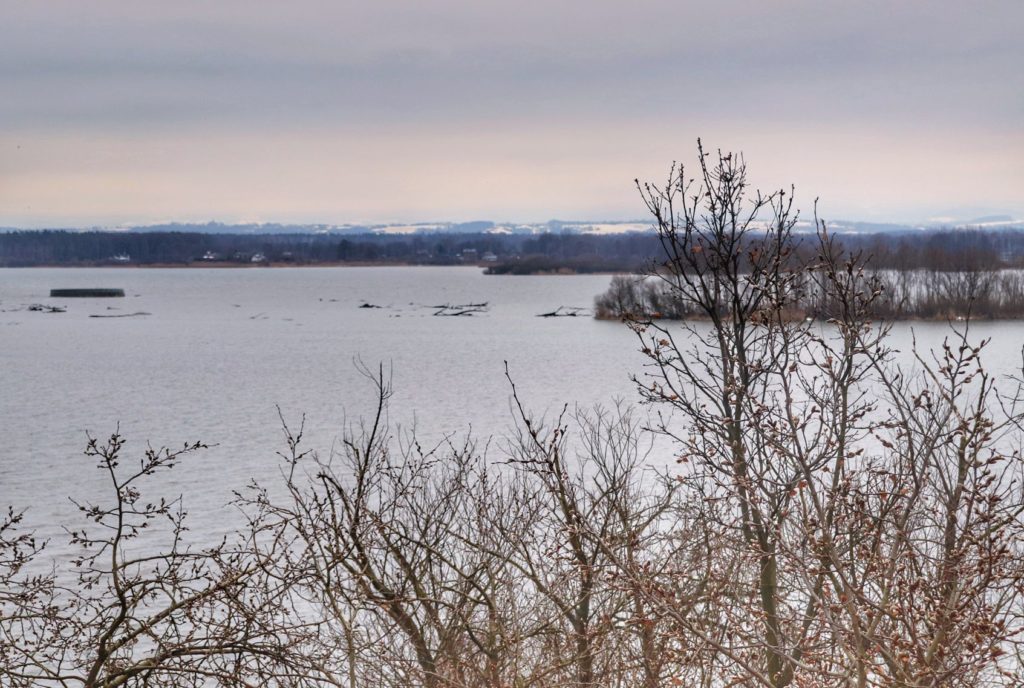 Widok rozciągający się z wieży widokowej w Wiśle Małej na Jezioro Goczałkowickie