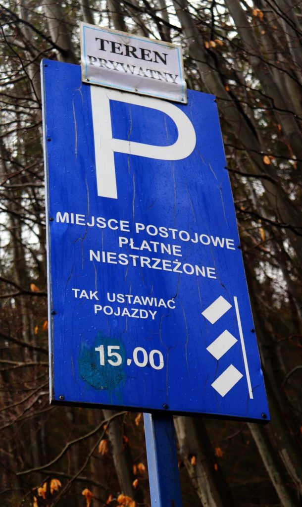 Znak - parking - teren prywatny - Wisła Jawornik