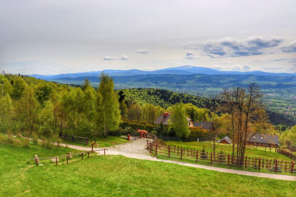 Widok z tarasu widokowego Ścieszków Groń