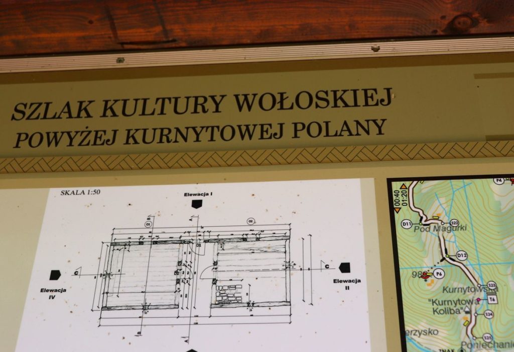 Szlak kultury Wołoskiej powyżej Kurnytowej Polany - tablica informacyjna, Gorce
