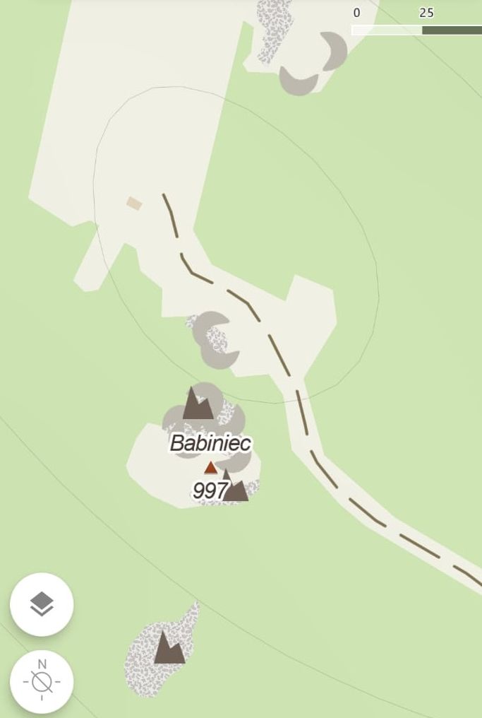 Mapa, szczyt Babiniec w Karkonoszach, skały