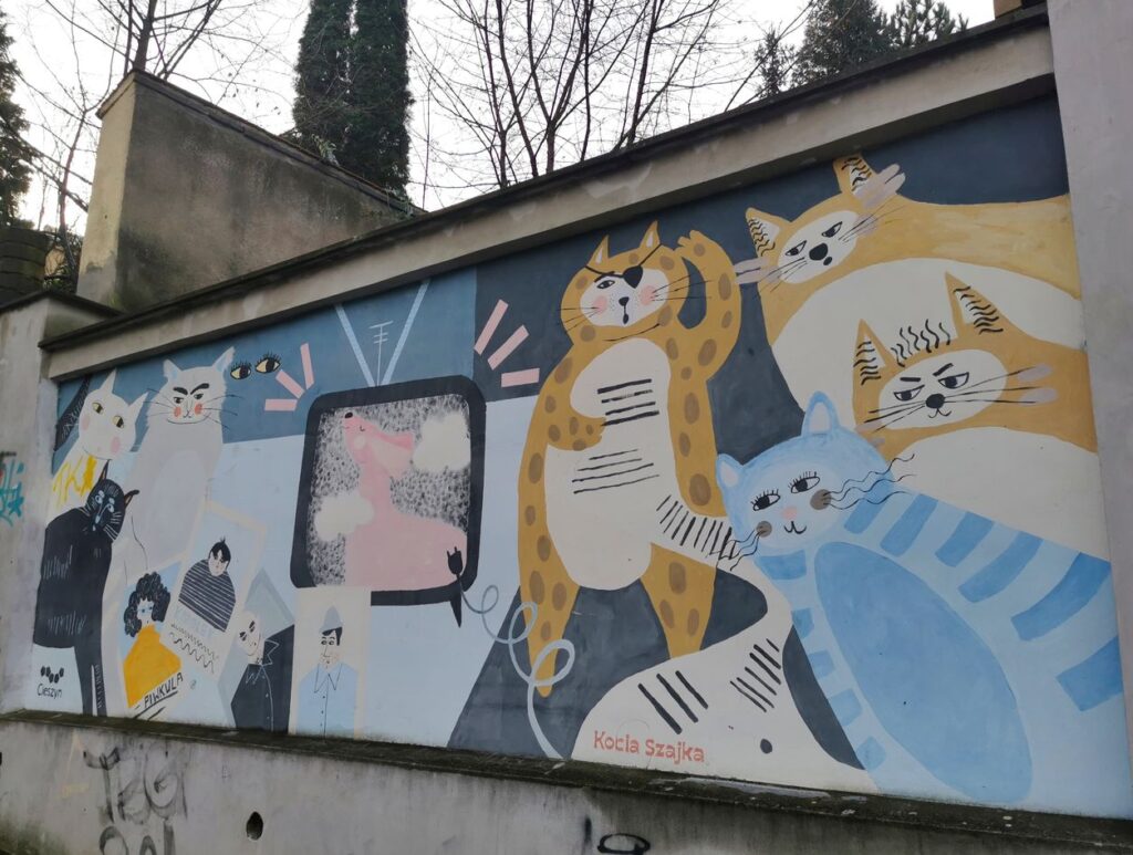 Mural KOCIA SZAJKA W CIESZYNIE na kocim szlaku