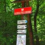 Słup z drogowskazami - OJCOWSKI PARK NARODOWY szlak niebieski i szlak czarny