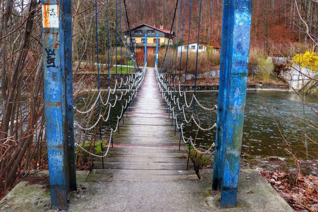 Most na łańcuchach w Wiśle, ścieżka rowerowa