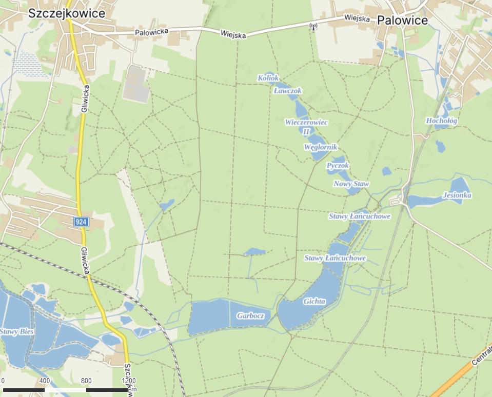 Pojezierze Palowickie, Stawy, mapa