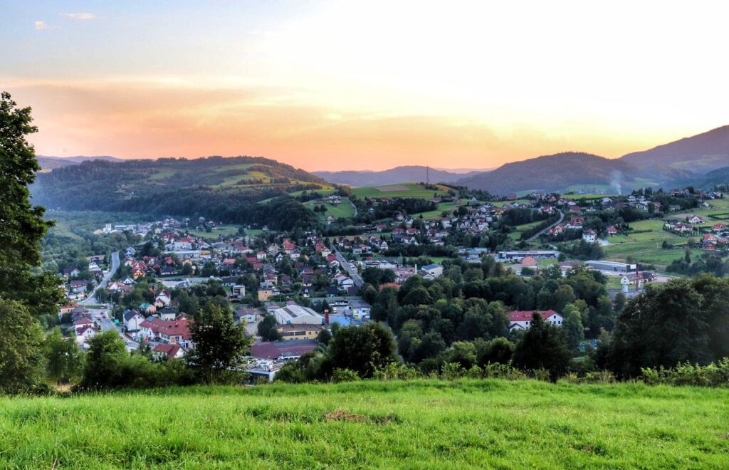 Góra Grunwald, widok na Mszanę Dolną