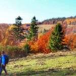 Dzieci, polana na niebieskim szlaku w Brennej, jesienne popołudnie