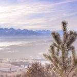 Widok na zaśnieżone Tatry z góry Wdżar w Pieninach