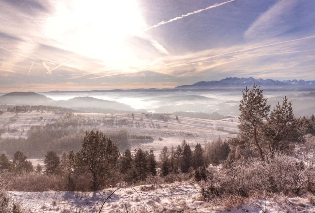 Widok rozciągający się z góry Wdżar, zima