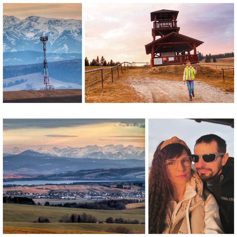 Żubrohława wieża widokowa Kmeťovka na Słowacji, widok na Tatry, rodzina