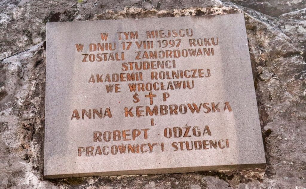 Narożnik Góry Stołowe studenci i tajemnicze morderstwo - tablica pamiątkowa