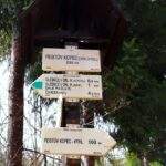 Słup z drogowskazami, tabliczka Feistův kopec w Górach Orlickich, Czechy