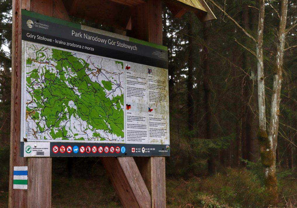 Tablica, mapa, Park Narodowy Gór Stołowych