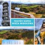 Wieża widokowa Feistův kopec w Czechach, kolaż zdjęć