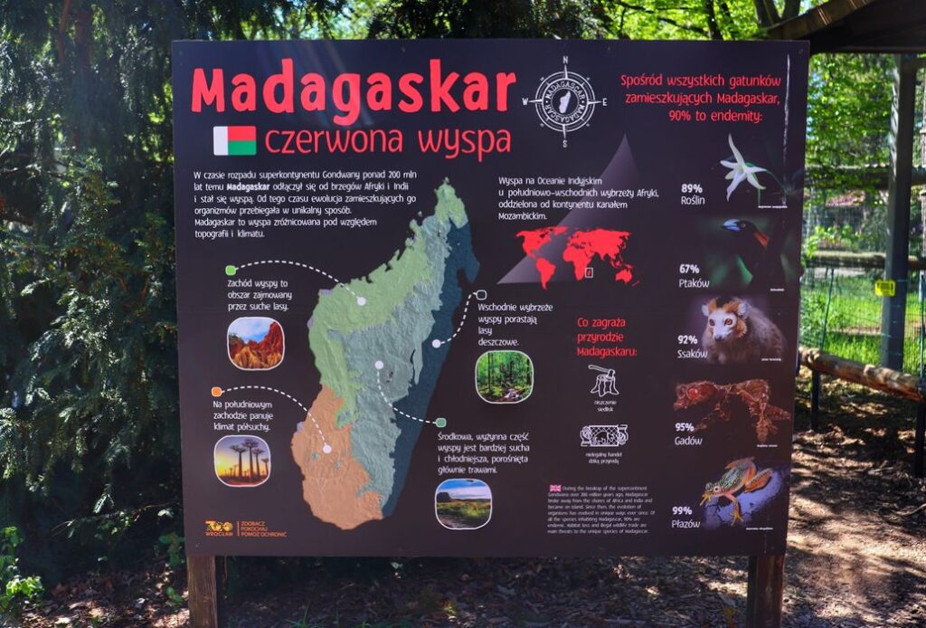 Madagaskar Czerwona Wyspa - tablica w zoo we Wrocławiu