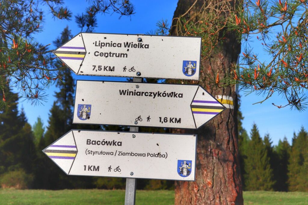 Marysina Polana, słup z drogowskazami