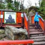 Schody, drewniany taras, trasa turystyczna na Szczeliniec Wielki, dziecko