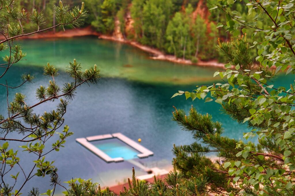 Widok na Zbiornik Orka z punktu widokowego, Park Gródek, Jaworzno