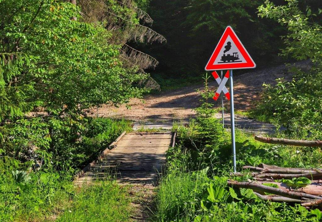 Nová Bystrica, kolej wąskotorowa, przejście