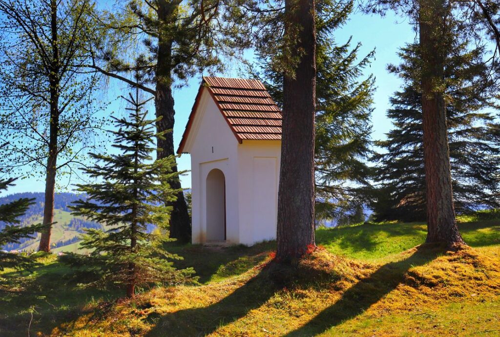 Zákamenné, Kalwaria, kapliczka, lasek