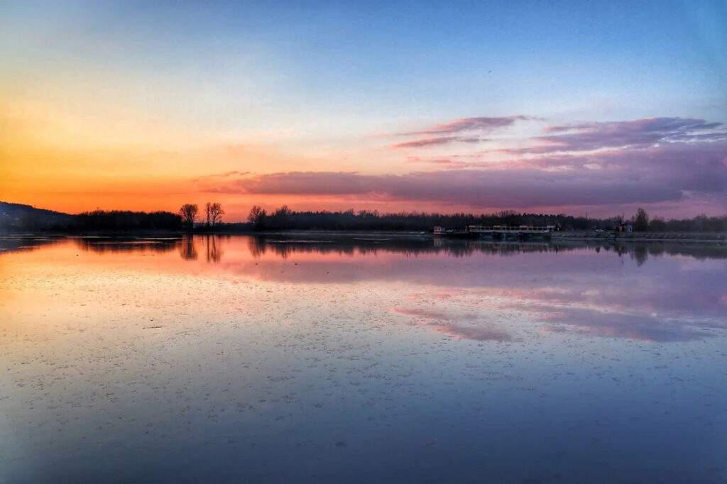 Porąbka, zachód słońca, Zbiornik Czaniecki