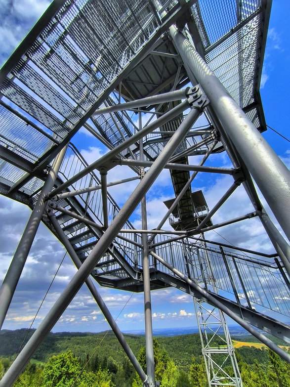 Stalowa konstrukcja wieży widokowej - Graniczny Wierch, Czechy