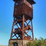 Wieża widokowa Pohoř - Olšová - Odry, Czechy, turysta, niebieskie niebo