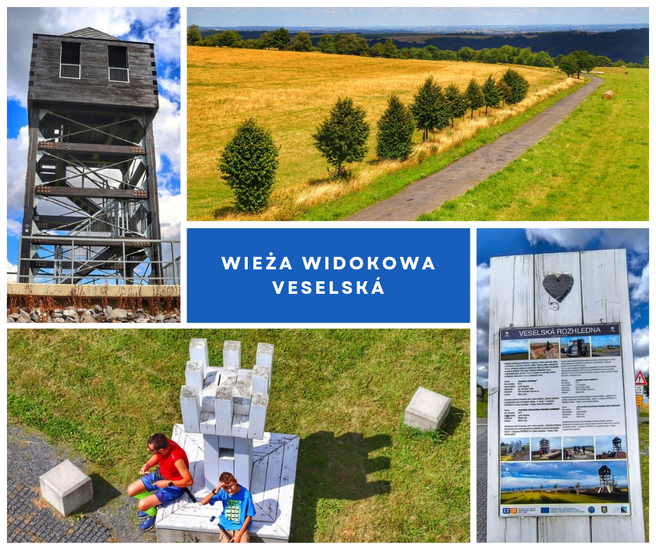 Wieża widokowa Veselská w Czechach - kolaż zdjęć