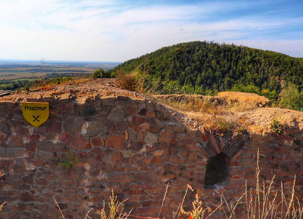 Widok rozciągający się z ruin zamku Lichnice w Górach Żelaznych w Czechach, w letnie popołudnie