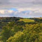 Widok rozciągający się z parku zamkowego – Hradec nad Moravicí, Morawy, Czechy