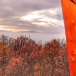 Jesienny widok z wieży widokowej na Pańskiej Górze w Beskidzie Małym