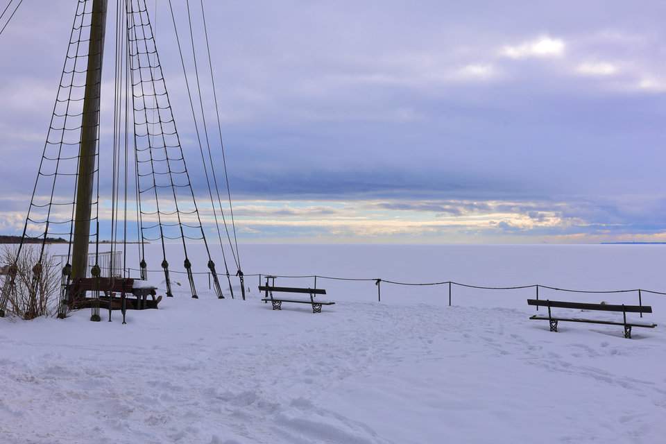 Chałupy - zimowy widok na Zatokę Pucką
