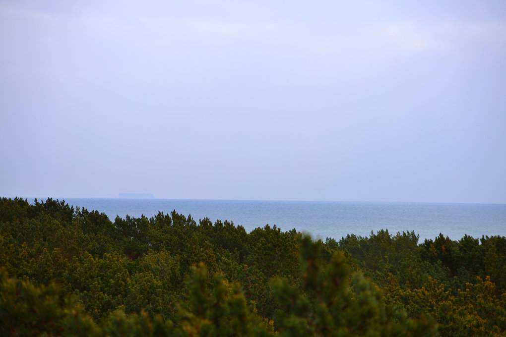 Widok z wieży w Juracie na Półwyspie Helskim obejmuje lasy i Morze Bałtyckie