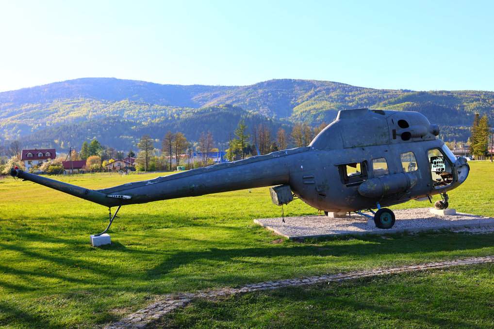 Helikopter - ekspozycja Fortu „Wędrowiec” w Węgierskiej Górce w województwie śląskim